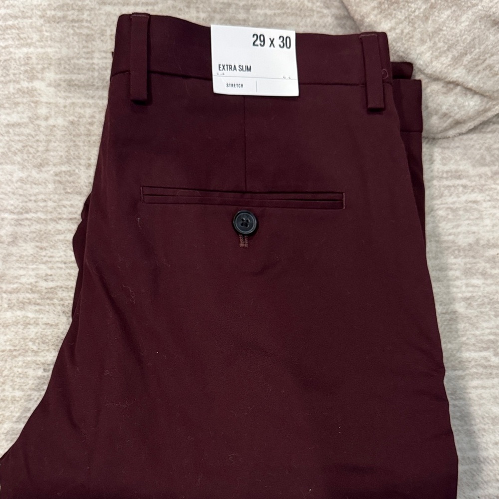 Express Men's Extra Slim Fit Burgundy Pants